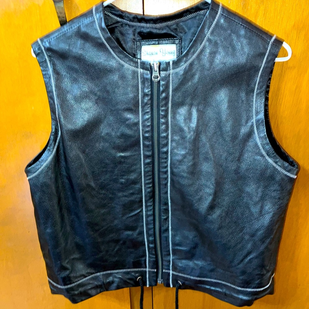 Faux leather vest